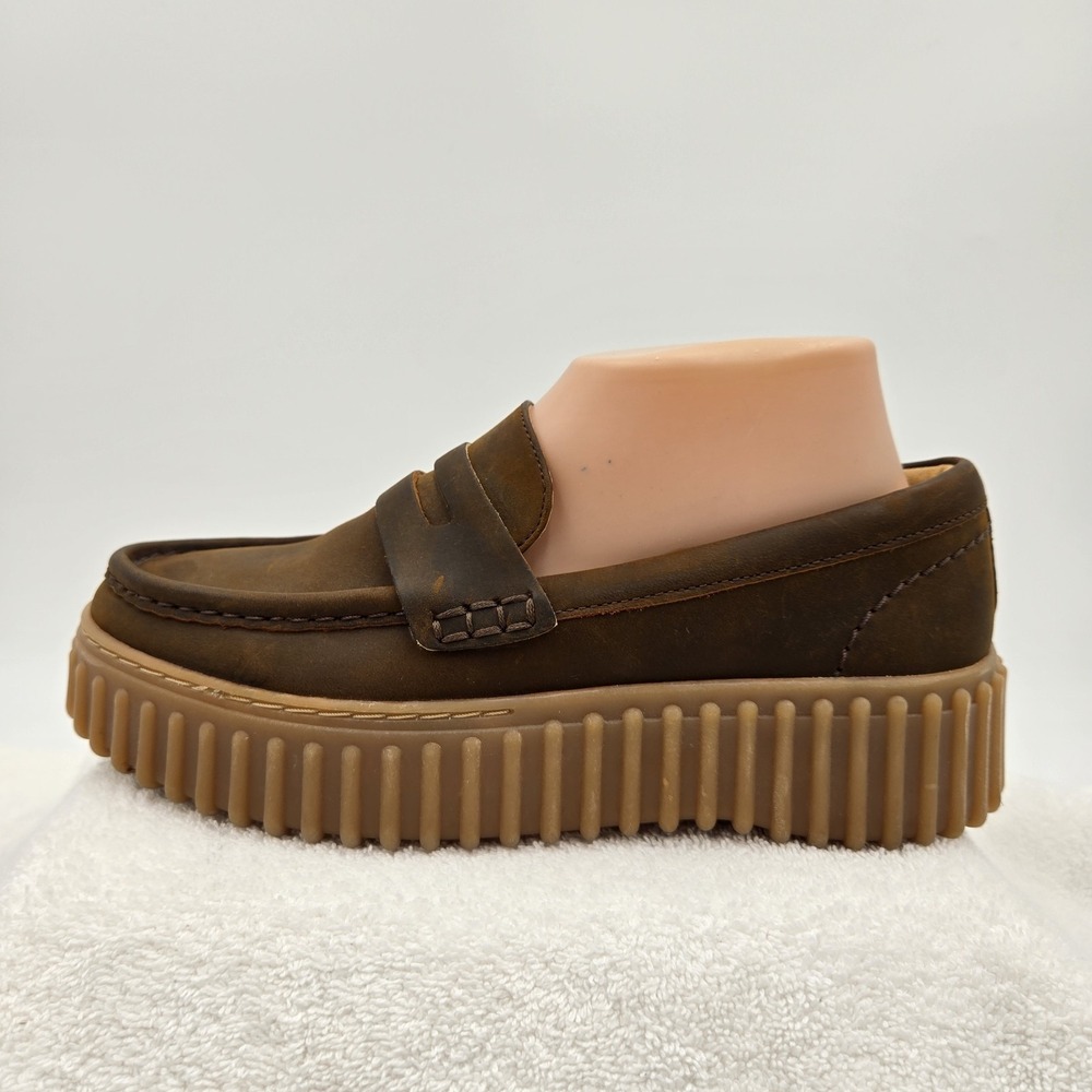 Clarks Torhill Penny Loafers Womens Size 7.5 Platform Ribbed Sole Slip On Shoes - Picture 6 of 13